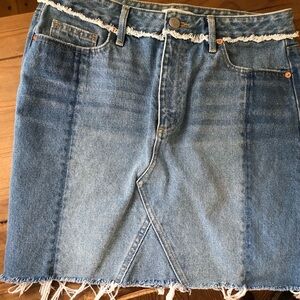 LOFT Denim Skirt with Frayed Hem